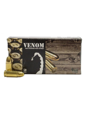 Venom 9MM 115GR FMJ ammo - 50 rounds